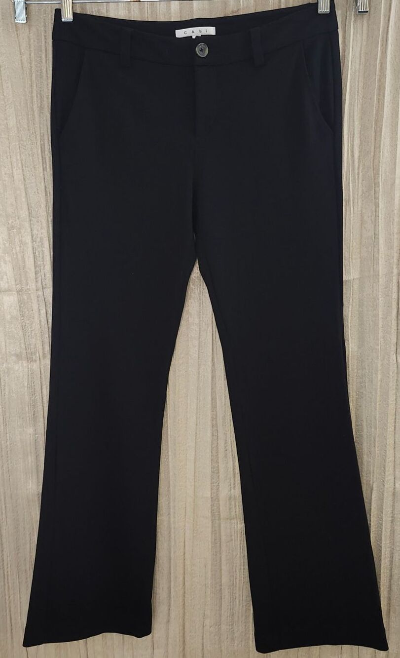 Cabi 141R The Favorite Trousers Pants Black Wide Leg Mid Rise Stretch 10 Tall